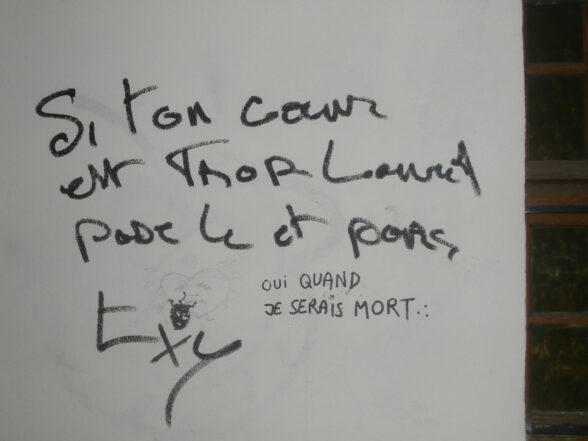 Graffiti : Si ton cœur est trop lourd pose le et cours.